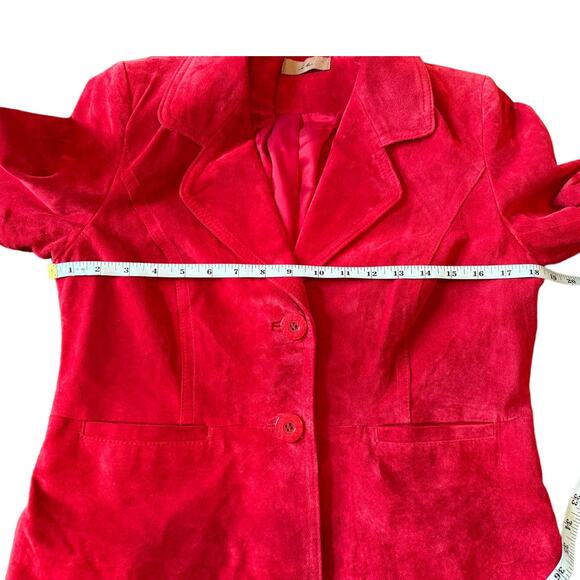 Vintage i.e. Red Suede Blazer 90s Y2K Dark Academia Medium - Picture 6 of 8